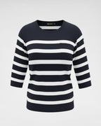 Maritimer Streifenpullover „Atlantic“ – Leichter Übergangspulli mit 3/4 Arm in Navy/Weiß