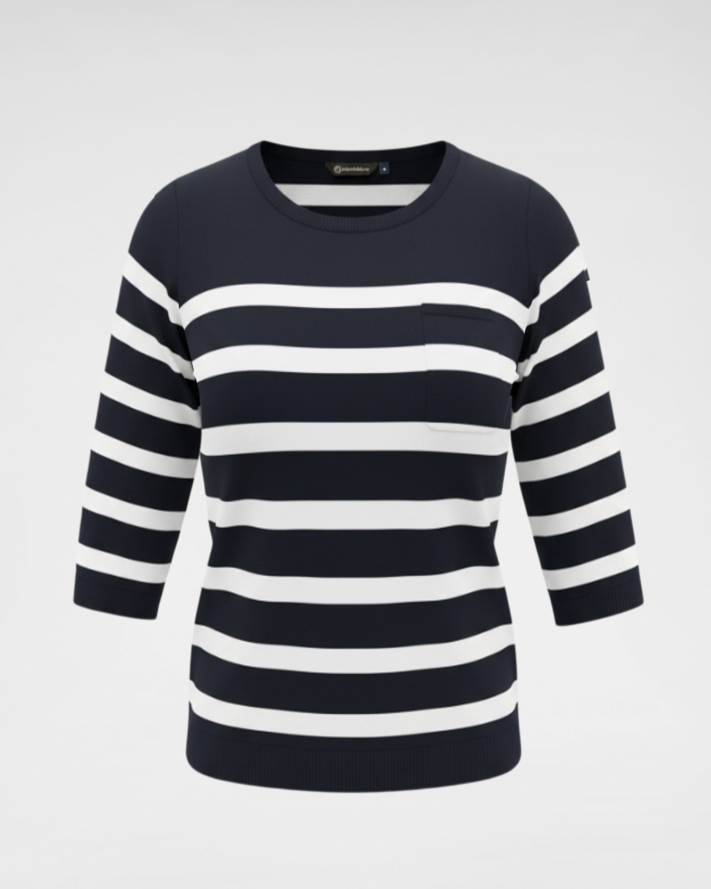 Maritimer Streifenpullover „Atlantic“ – Leichter Übergangspulli mit 3/4 Arm in Navy/Weiß