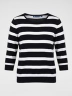 Maritimer Streifenpullover „Atlantic“ – Leichter Übergangspulli mit 3/4 Arm in Navy/Weiß