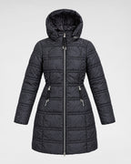 Longjacke mit abnehmbarer Kapuze in Schwarz – Freisteller #000000