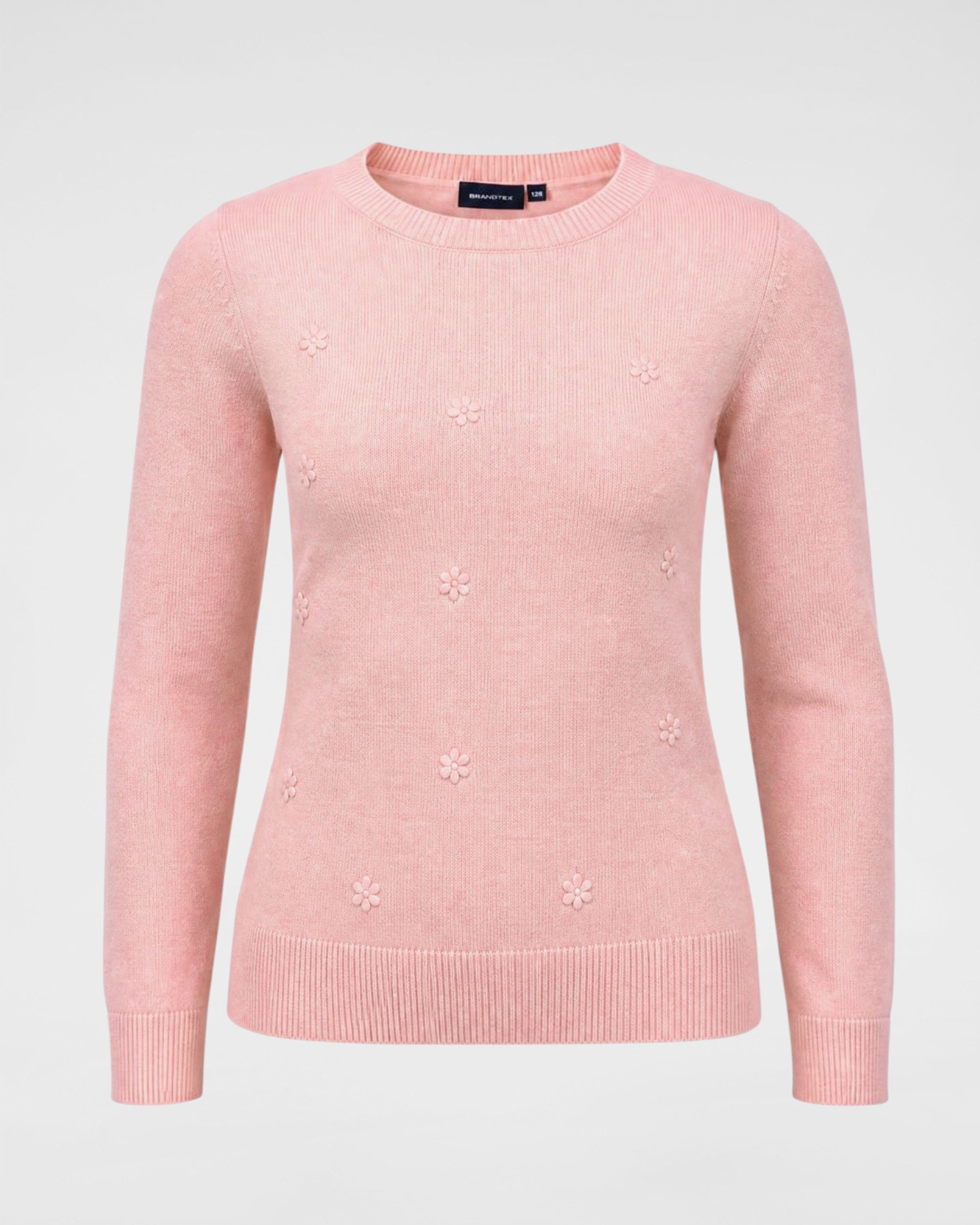 Strickpullover mit Blumen-Applikationen