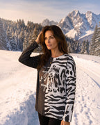 Pullover Half-&-Half mit Animal-Print