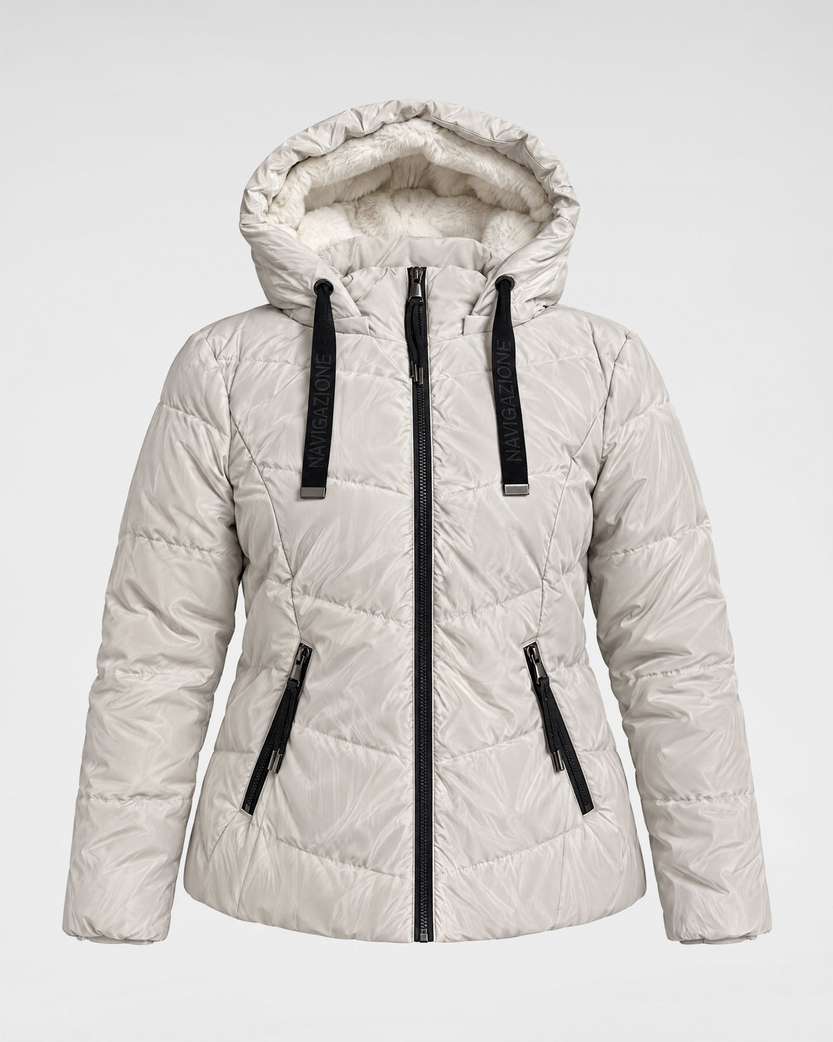Steppjacke mit abnehmbarer Kapuze mit Teddyfutter