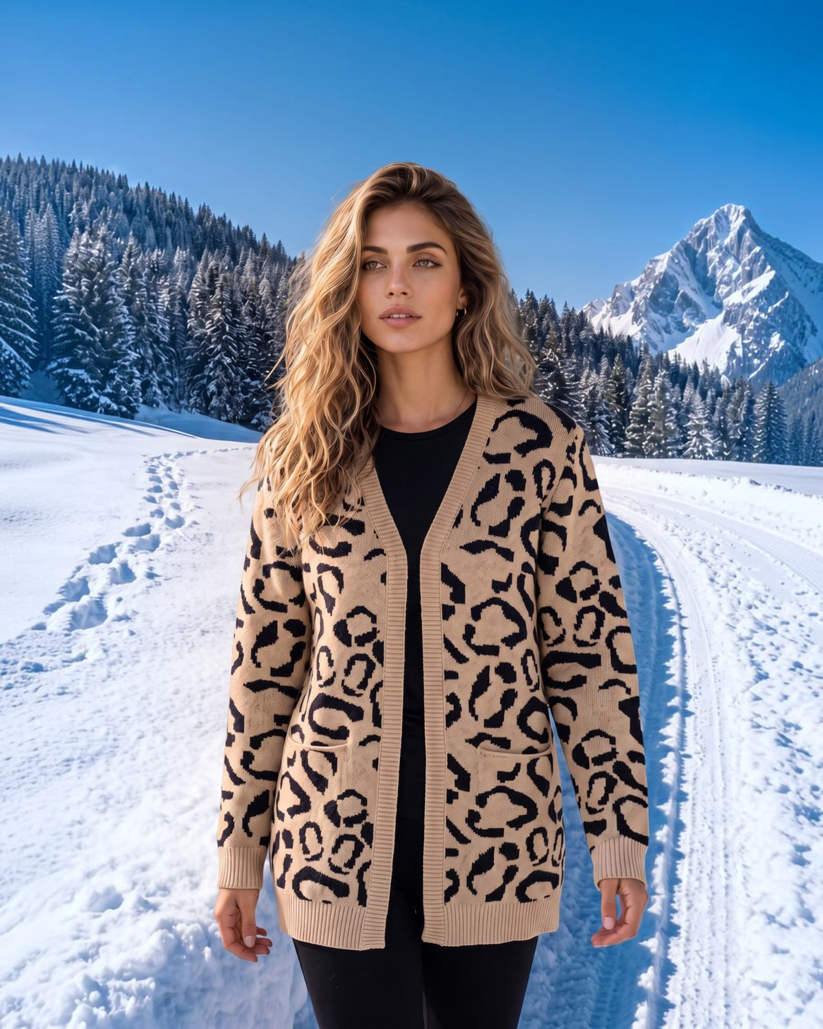 Strickjacke mit Leo-Muster