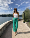 7/8 Stretch Leinenhose mit Gürtel – Stretch-Leinen für Komfort & Style