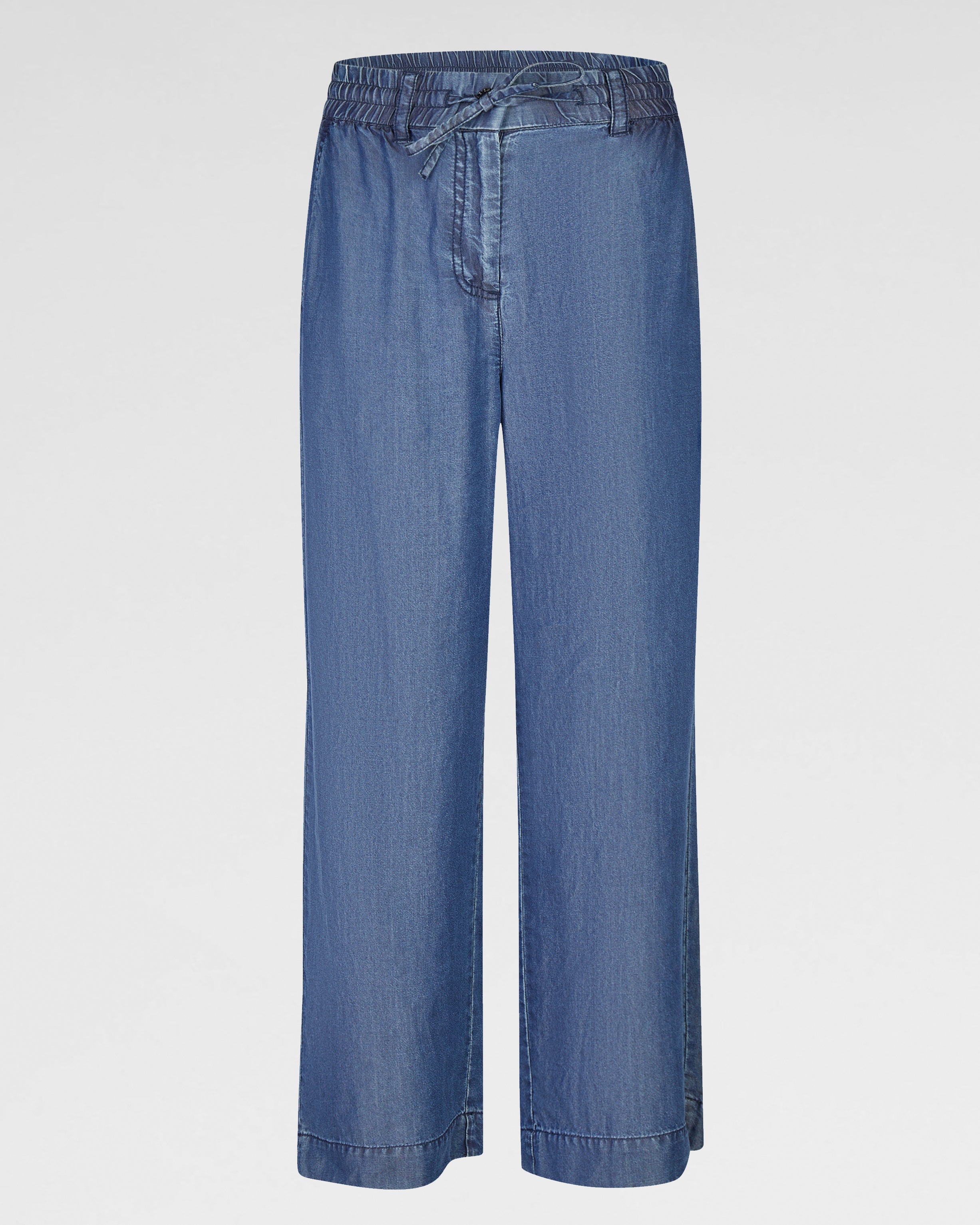 7/8 Lyocell-Hose in Jeansoptik – Modische Damenhose mit weitem Bein und elastischem Bund