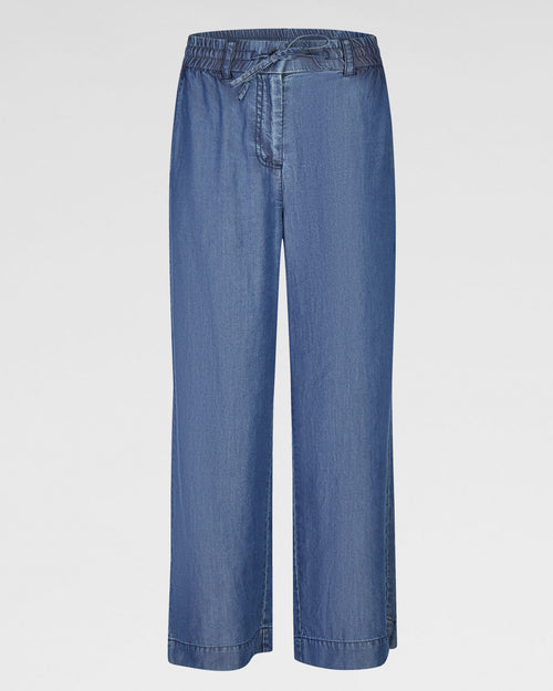 7/8 Lyocell-Hose in Jeansoptik – Modische Damenhose mit weitem Bein und elastischem Bund