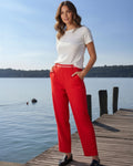 Damen 7/8 Hose Fiona in Rot – Bequem & Stretch mit elastischem Bund