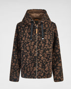 Teddyjacke mit Kapuze im Leo-Look schwarz/mokka